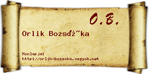 Orlik Bozsóka névjegykártya